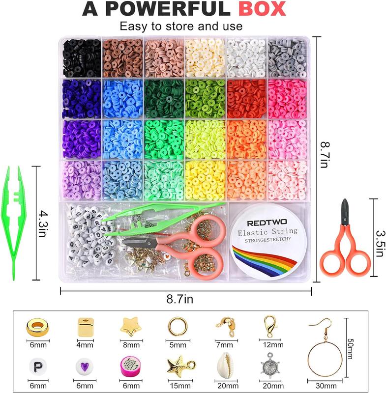 4200 Pcs Clay Beads Bracelet Making Kit with Charms - Friendship Preppy Flat Polymer Heishe Beads Jewelry Kits for Kids