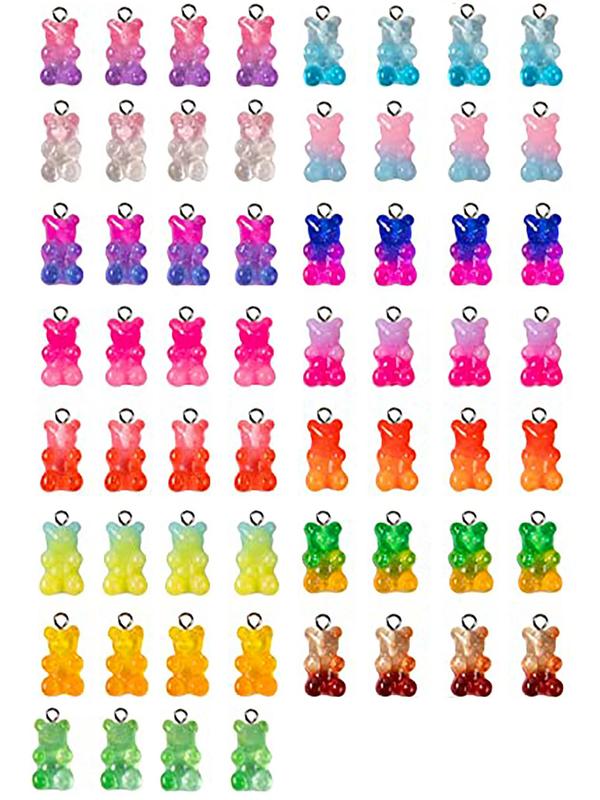 1 Set Gradient Bear Design Pendant, DIY Bear Shaped Resin Earrings Bracelet Accessories