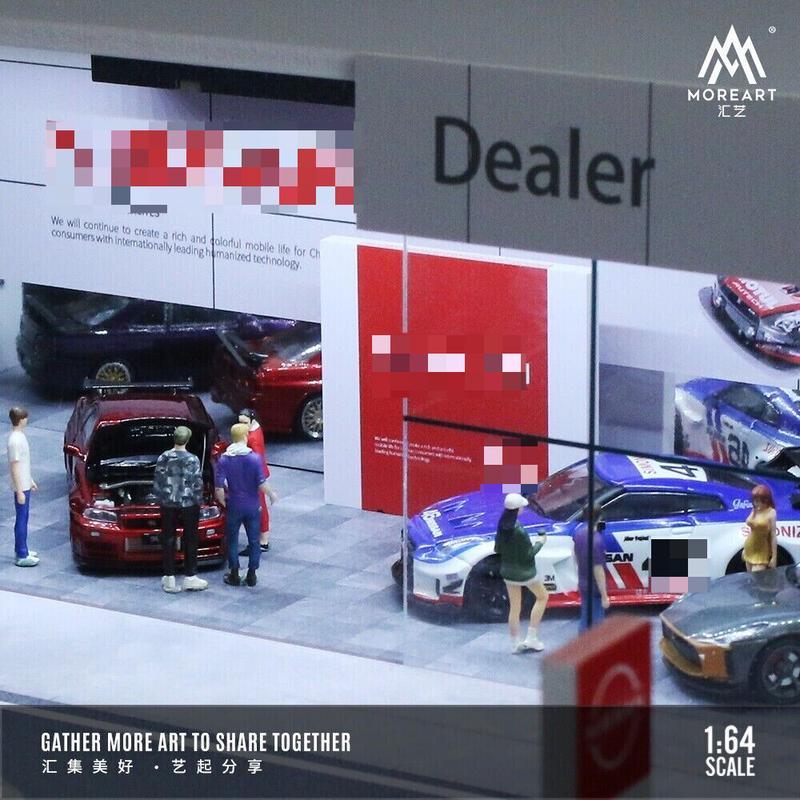 Diorama 1:64 Scale Car Showroom Model LED Lighting City Street View Garage Model Car Parking Lot Scene Display Model Collection Gift Toy