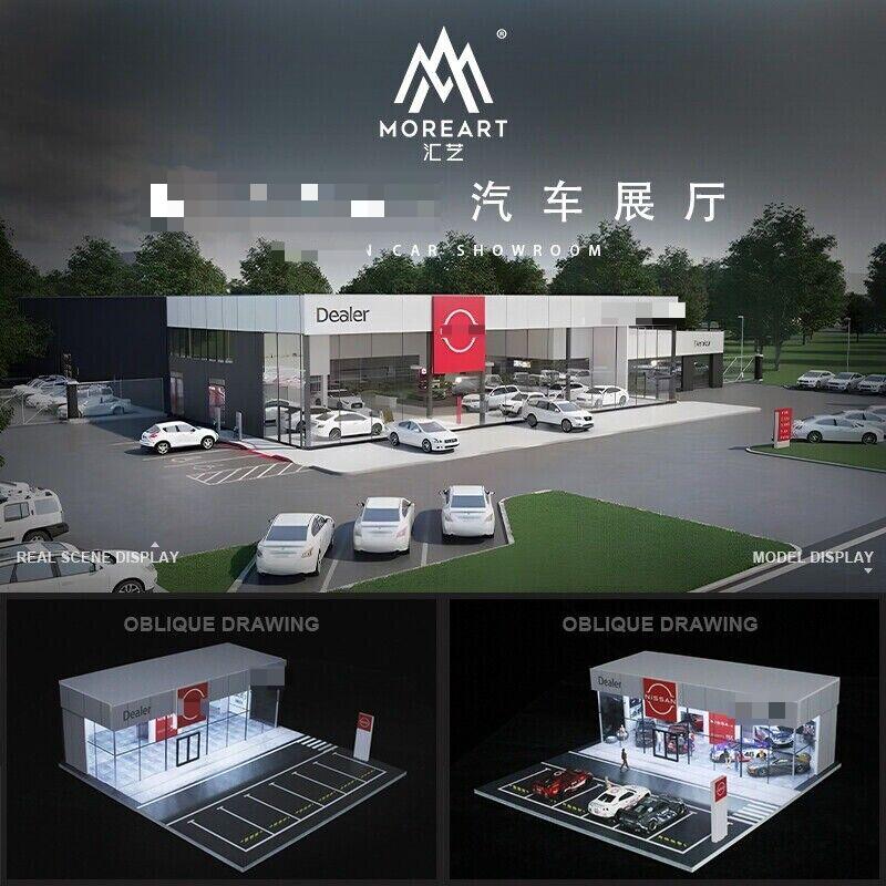 Diorama 1:64 Scale Car Showroom Model LED Lighting City Street View Garage Model Car Parking Lot Scene Display Model Collection Gift Toy