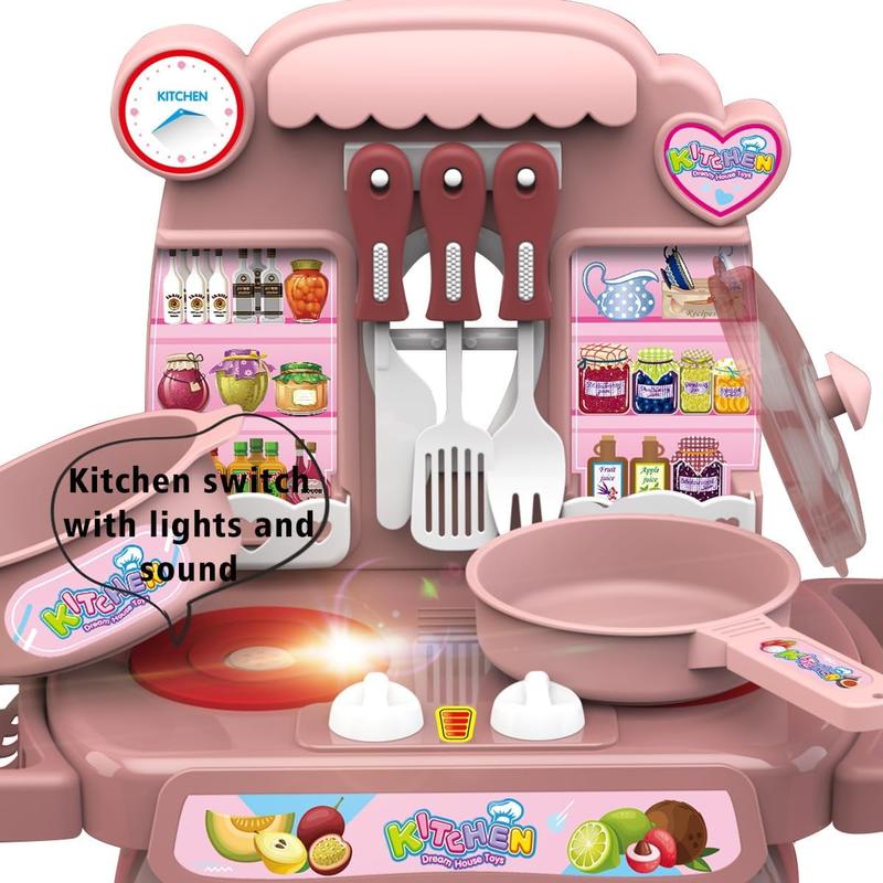 Play Kitchen Toys for Girls Boys, Mini Cookware Food Set, Play Food Kitchen Sink with Running Water Toys for Girls Boys Birthday Christmas Gifts