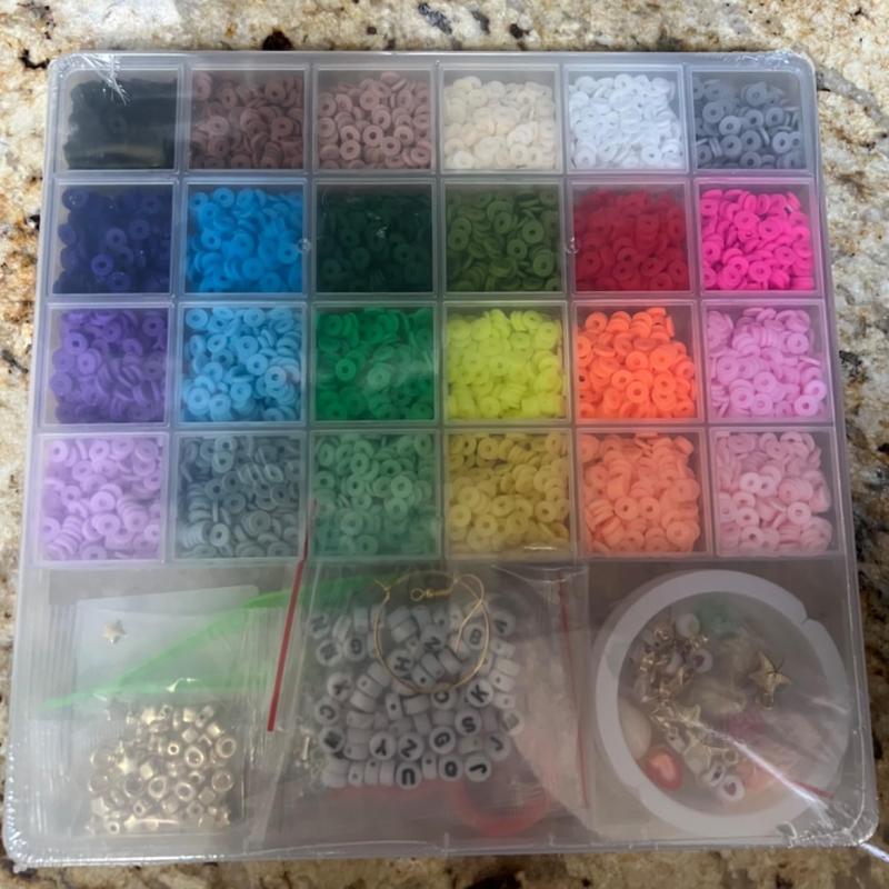 4200 Pcs Clay Beads Bracelet Making Kit with Charms - Friendship Preppy Flat Polymer Heishe Beads Jewelry Kits for Kids