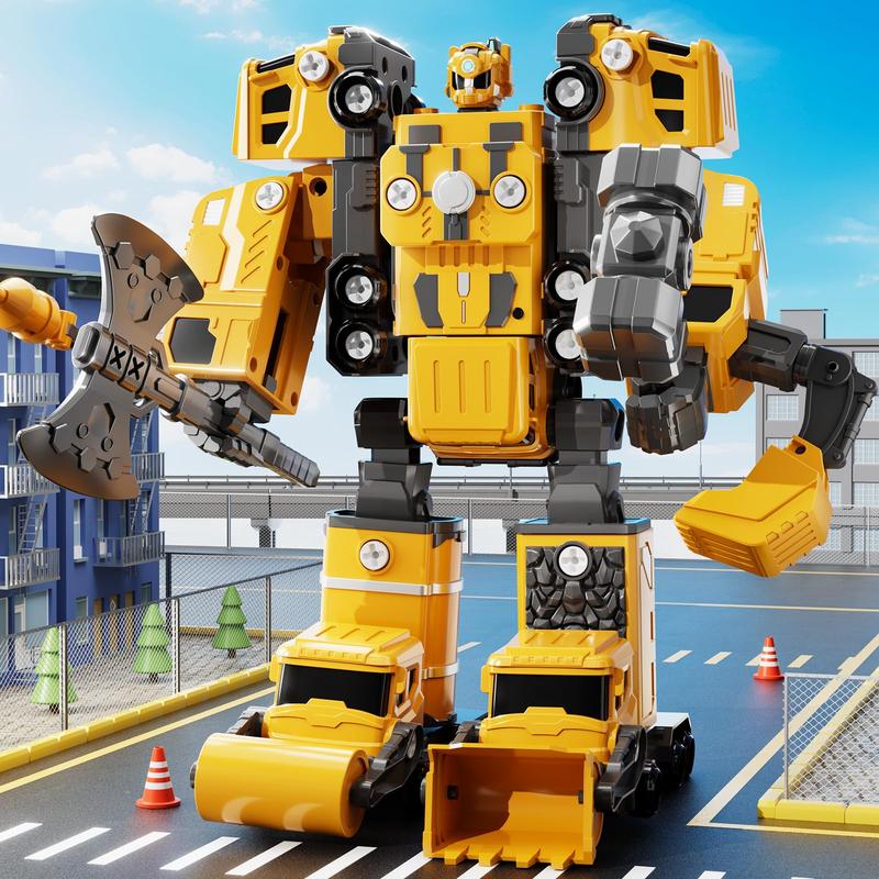 Construction Vehicles Transform Robot Toys, Combined Robot, Construction Truck Toy Set, Gift for Christmas Birthday