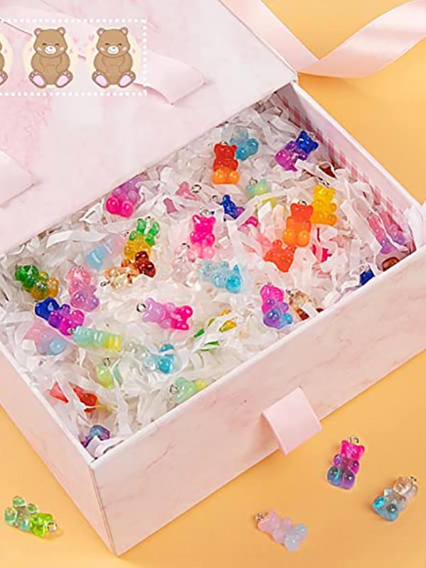 1 Set Gradient Bear Design Pendant, DIY Bear Shaped Resin Earrings Bracelet Accessories