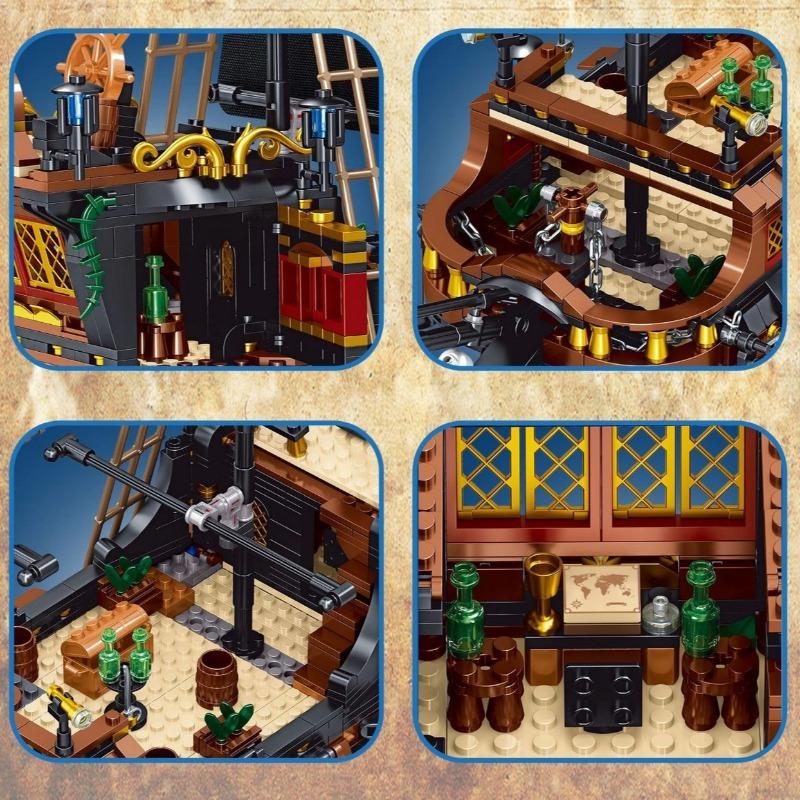 BARWEER-Ship Pirate Model Brick Timeless Pirate Ship Building Blocks 1328PCS Creative Series Ship Brick Birthday Gift,Gifts for Kids and Adults