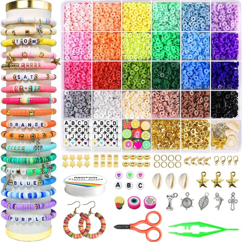 4200 Pcs Clay Beads Bracelet Making Kit with Charms - Friendship Preppy Flat Polymer Heishe Beads Jewelry Kits for Kids