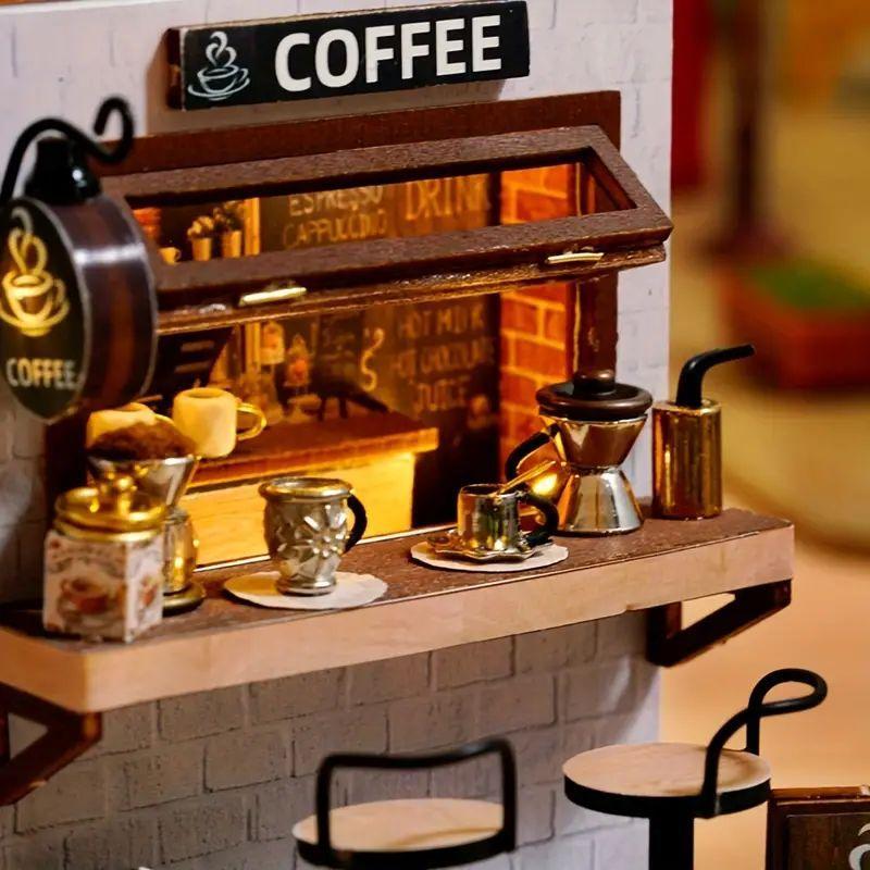 Coffee Shop Design Building Block Toys for Teens, 1 Box Creative Micro Building Block Kit for Room Decor, DIY Handicraft Build Kit Gift, Stocking Fillers