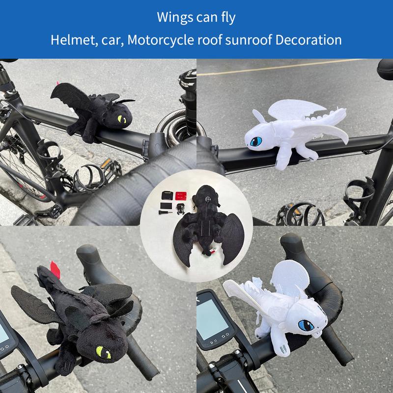 Toothless Car Accessories - 10inch 26cm - Dragon Toothless Stuffed Animal Toothless Dragon Plush Toy Motorcycle Helmet Decoration Light Fury Plush Toy Flying Toothless Stuffed Animal Doll Home Decoration Christmas Gift for Racing Boy Girl