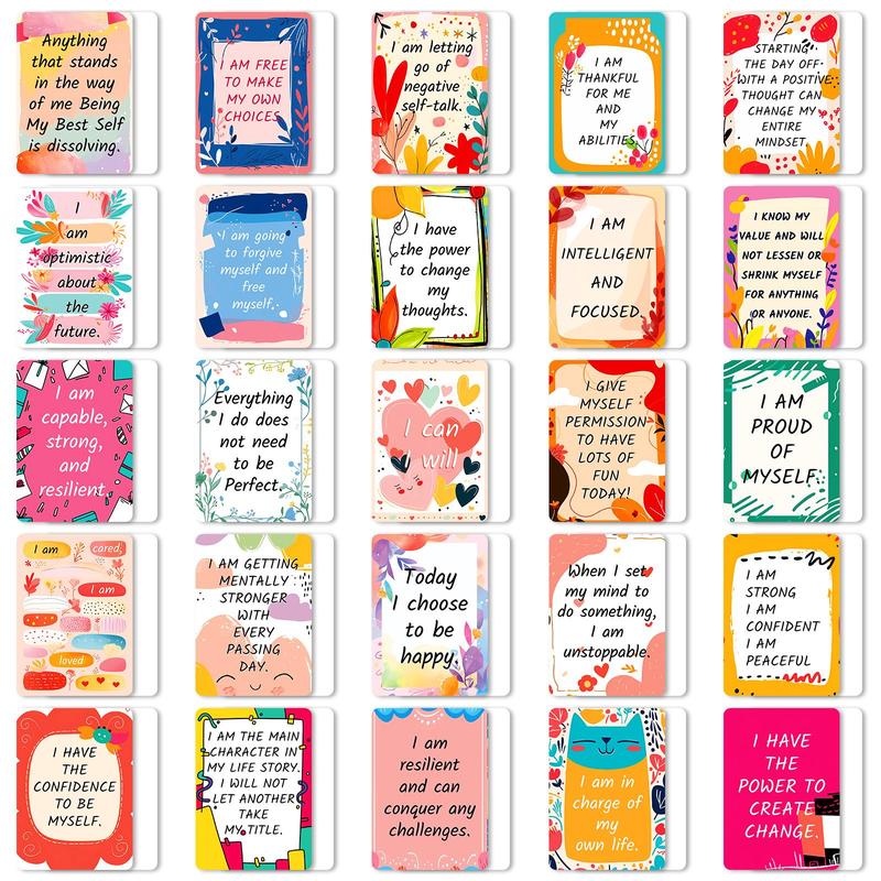 English Workplace Motivational Cards, 50pcs set Self-discipline Text Motivational Quotes Positive Energy Postcards, Greeting Cards