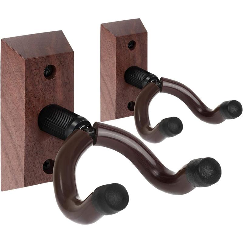 Guitar Wall Mount, 2 Pack Guitar Wall Hanger, Guitar Hanger Wall Hook Holder Stand with Screws, Hardwood Guitar Wall Mount Hanger for Acoustic Guitar, Electric Guitar, Banjo, Bass, Mandolin