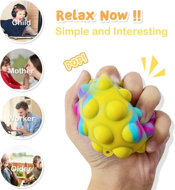 4 PCS Pop Fidget Toys – 3D Stress Balls for Kids & Adults, Sensory Toys for Stress Relief, Party Favors & Easter Basket Stuffers