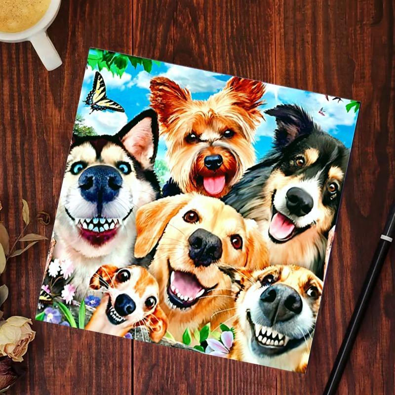 Dog Pattern Diamonds Art Colorful Painting Kit without Frame, 1 Set DIY Animals Diamonds Art Crafts with Painting Tool, Creative Wall Art Decorations for Home Office