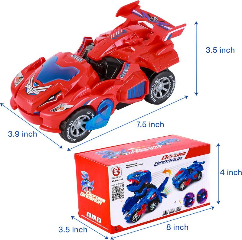 Dinosaur Toys for Kids 3-5: Transforming Dinosaur Car Toy with Light Music for Toddlers 1 2 3 4 5 Year Old Boys Girls - Dino Transformer Toys Cars for Boys 4-6