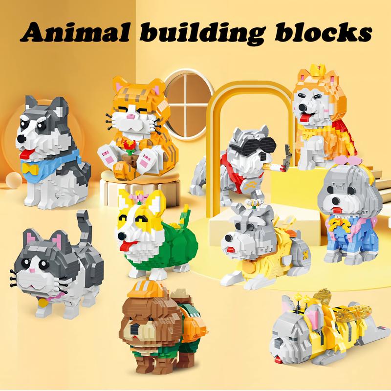 Nidonu-Cute Animal Mini Building Blocks, Mini Dog Micro Bricks Building Toys for Boys Girls, Party for Kids, Christmas Birthday Gift, Carnival Prizes