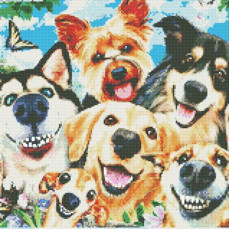 Dog Pattern Diamonds Art Colorful Painting Kit without Frame, 1 Set DIY Animals Diamonds Art Crafts with Painting Tool, Creative Wall Art Decorations for Home Office