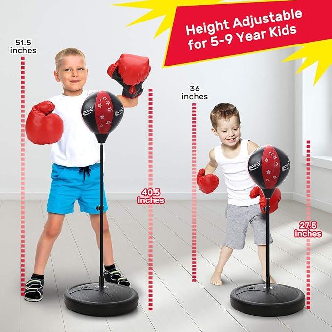 Punching Bag, Boxing Bag Toy with Boxing Gloves & Adjustable Stand Height Adjustable, Great Birthday Gift Ideal Chritsmas Birthday Gift