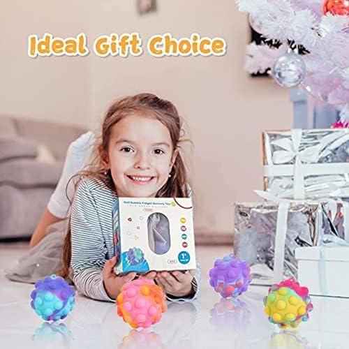 4 PCS Pop Fidget Toys – 3D Stress Balls for Kids & Adults, Sensory Toys for Stress Relief, Party Favors & Easter Basket Stuffers