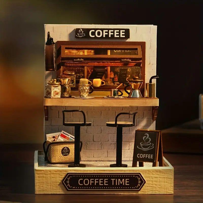 Coffee Shop Design Building Block Toys for Teens, 1 Box Creative Micro Building Block Kit for Room Decor, DIY Handicraft Build Kit Gift, Stocking Fillers