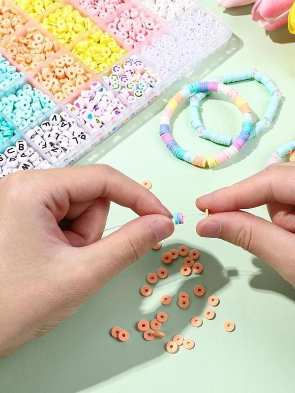 DIY Beading Kit, 1 Box Colorful Beads & Letter Beads & Tools, Jewelry Making Kit for Bracelet & Necklace Making