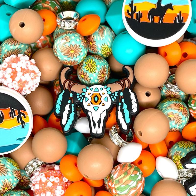 30pcs Bead Bundle 103 | Western Theme Beads | Bead Mix | Cow Beads | Horse Beads