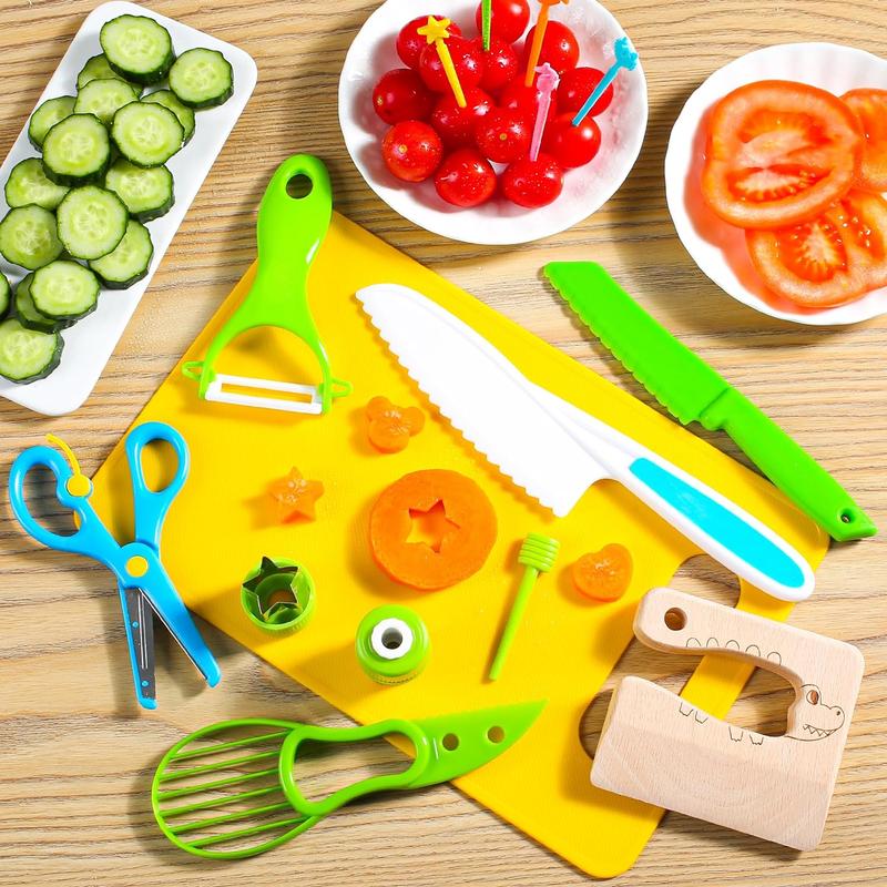 Kids Knife Set for Real Cooking: 40 Pcs Kitchen Tools for Toddlers, Gifts Toy for 2 3 4 5 6 7 8 9 10 Year Old Boys Girls Birthday Christmas