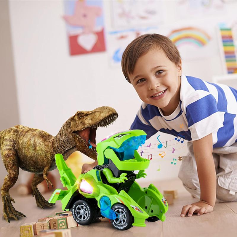 Dinosaur Toys for Kids 3-5: Transforming Dinosaur Car Toy with Light Music for Toddlers 1 2 3 4 5 Year Old Boys Girls - Dino Transformer Toys Cars for Boys 4-6