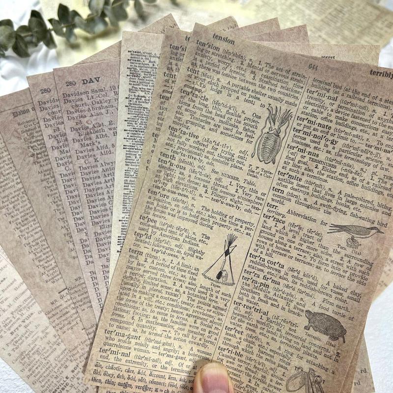 Vintage Book Page (30pcs set), Scrapbooking & Stamping Background Paper, DIY Decorative Paper for Scrapbooking & Journal Making, Scrapbook Supplies, Christmas Gift