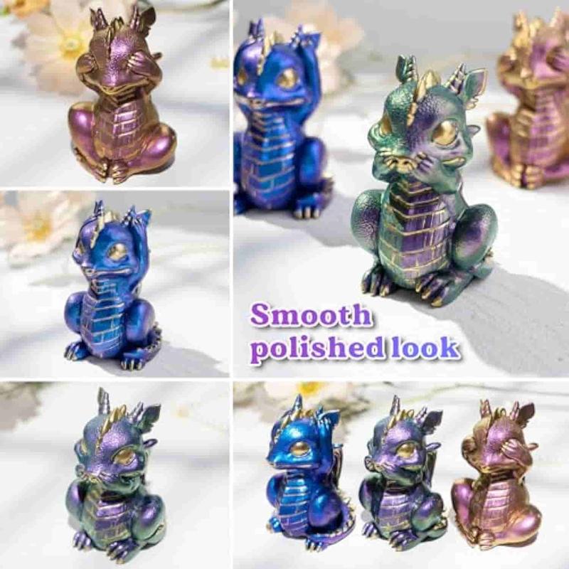 LET'S RESIN Dragon Resin Molds, Hear, Speak, See No Evil 3 Count Dragon Epoxy Resin Molds, Lively 3D Animal Silicone Molds for Epoxy Resin, Art Craft, Gift