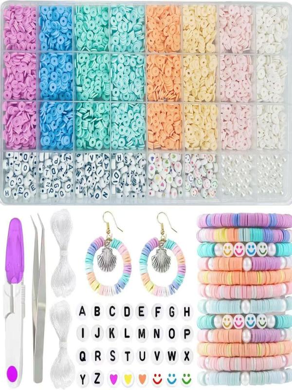 DIY Beading Kit, 1 Box Colorful Beads & Letter Beads & Tools, Jewelry Making Kit for Bracelet & Necklace Making