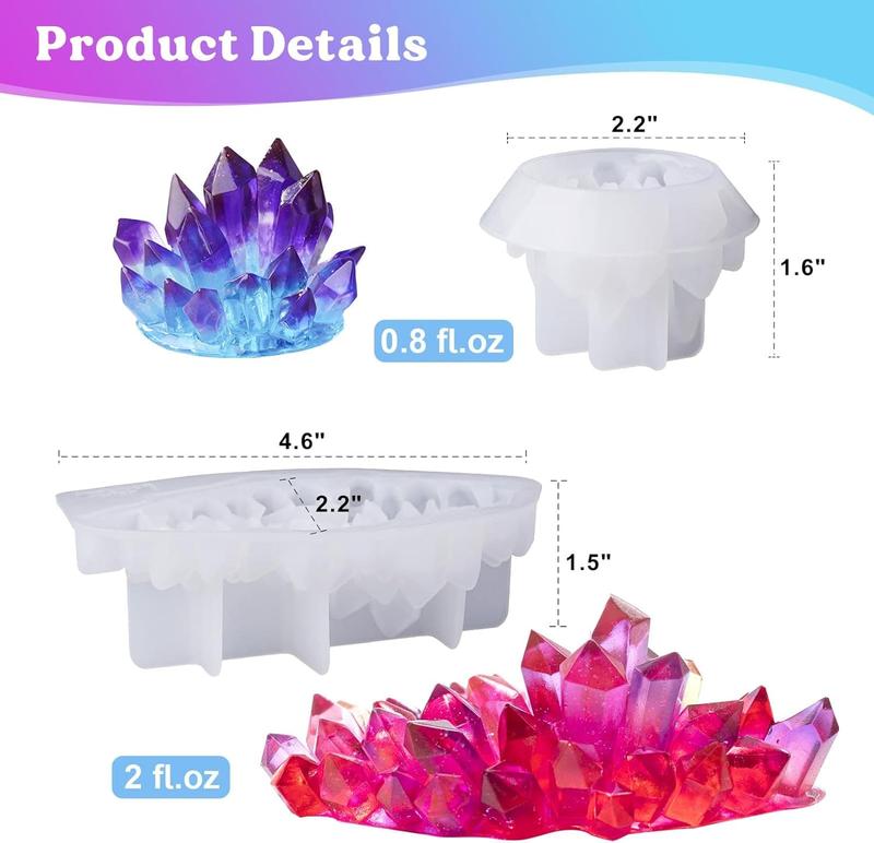 Crystal Cluster Resin Molds, Large and Small Size Crystal Shape Silicone Molds for Resin, Quartz Epoxy Resin Molds for Resin Crafts, DIY Crystal Heal Stone, Home Craft Decor - LET'S RESIN