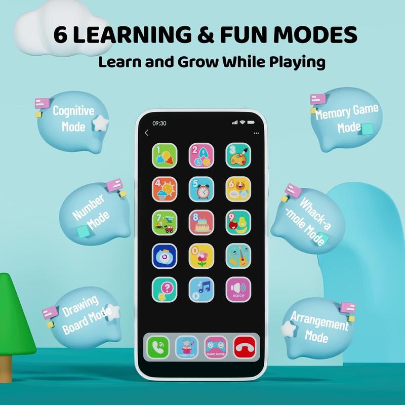 Toy Learning Play Cell Phone with 6 Modes and Dazzling Lights Interactive Toy for Toddler Baby Kids Boys Girls