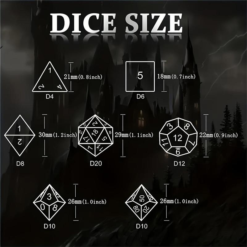 Dice Set, 7 Counts set Skeleton Series Clear Resin Dice, Polyhedral & RPG Dice, Ideal Dice Gift and Fantasy Game Accessories