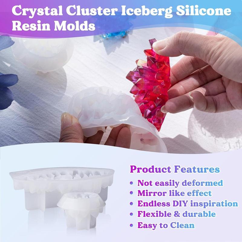 Crystal Cluster Resin Molds, Large and Small Size Crystal Shape Silicone Molds for Resin, Quartz Epoxy Resin Molds for Resin Crafts, DIY Crystal Heal Stone, Home Craft Decor - LET'S RESIN