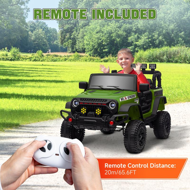 Qaba 12V Ride on Truck, Ride on UTV, Battery Powered Electric Car with Parent Remote, 4 Suspension Wheels, Music Horn LED Lights