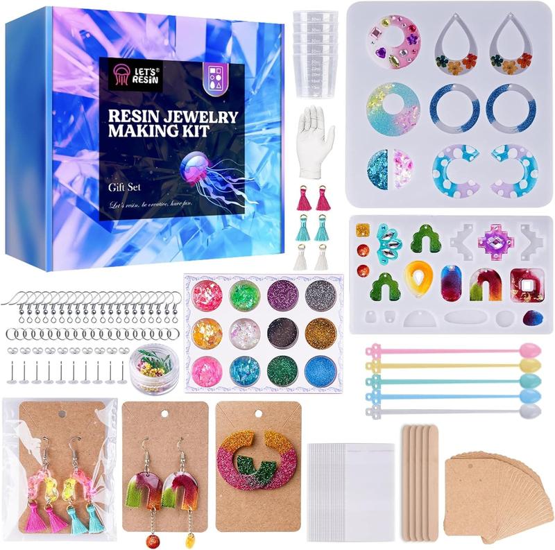 Resin Earring Kit for Beginners, Epoxy Resin Supplies, Resin Kits and Molds Complete Set Include Dried Flowers, Earring Hooks for DIY Earring and Jewelry Earring Making - LET'S RESIN