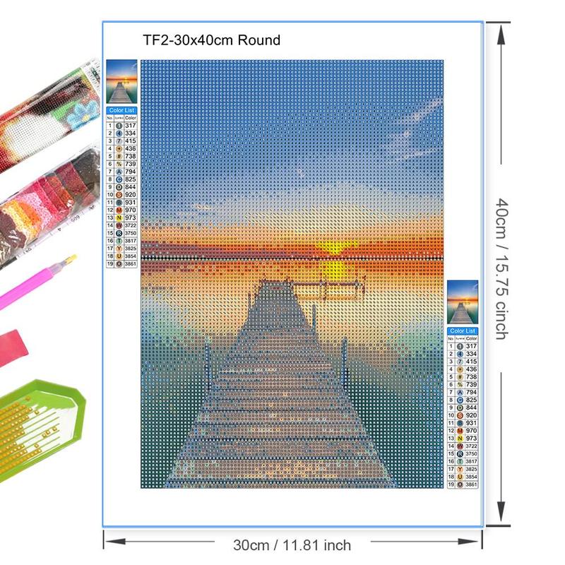 Sunset Landscape Pattern DIY Diamond Arts Painting Kit without Frame, 5D Diamond Arts Painting Kits, DIY Decor Painting for Home Bedroom Living Room