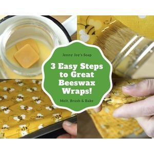 Jenny Joy’s Beeswax Wrap, Pre-Mixed DIY Beeswax Wrap Bar, Reusable Beeswax Wrap Kit Pinon Pine Resin, Organic Jojoba Oil, 18 Beeswax Food Wrap Sheets