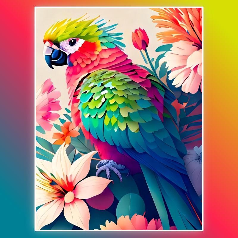 Parrot Pattern DIY Diamond Painting Without Frame, DIY 5D Diamond Painting Kit, Wall Art Decor