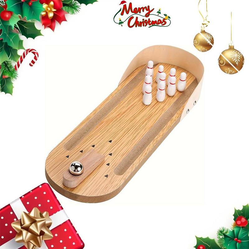 Christmas Tabletop Bowling Game, 1 Set Family Competitive Board Game, Desktop Mini Bowling Game Stress Relief Toy, Indoor Recreation Toy for Beginners & Adults, Sports Accessories, Birthday Gift, Christmas Gift