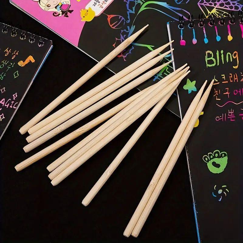 Bamboo Stick (30pcs), Double Head Design Bamboo Stick, DIY Scratch Art Tool, DIY Painting Supplies for Scratch Wood Art, Paper Painting, Coloring and DIY