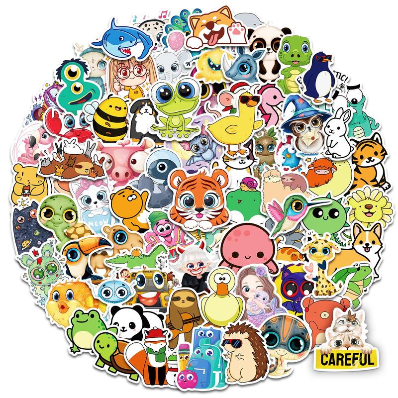 Cartoon Animal Pattern Decorative Stickers Set, 100pcs DIY Decoration For Scrapbooking, Stationary Crafts And Kids Room Wall Decor, DIY Decorative Accessories, Party Favor