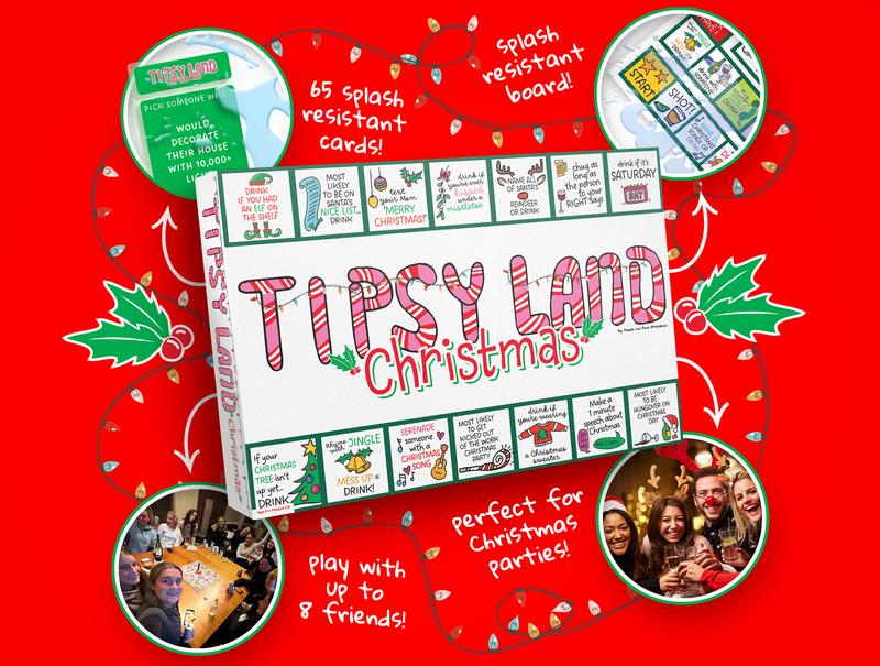 Tipsy Land Christmas Party Board Game - Fun Adult Holiday Drinking Game