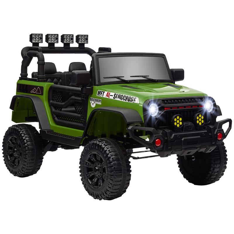 Qaba 12V Ride on Truck, Ride on UTV, Battery Powered Electric Car with Parent Remote, 4 Suspension Wheels, Music Horn LED Lights