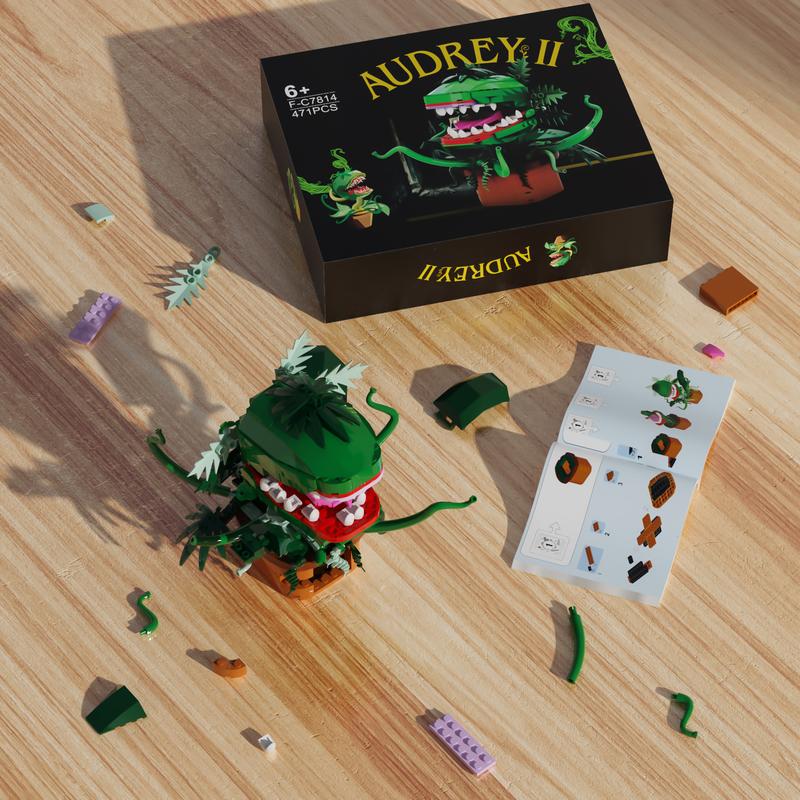 Classic Audrey II Cannibal Flower Building Blocks Toys with Openable Mouth, Perfect Halloween and Christmas Gifts for TV Fans (457 pcs)