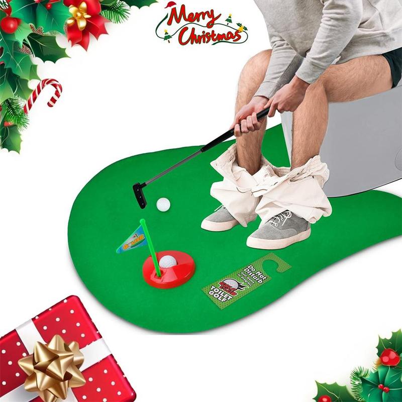 Christmas Mini Golf Set, 1 Set Bathroom Golf Practice Toy, Funny Golf Gift, Random Color Chess Pole and Base,birthday Gift, Christmas Gift