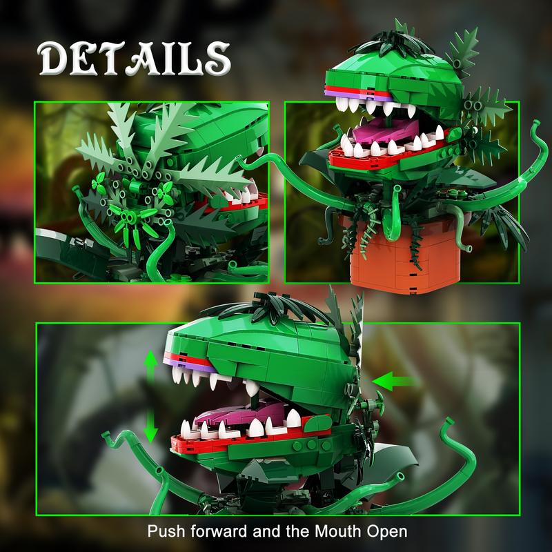 Classic Audrey II Cannibal Flower Building Blocks Toys with Openable Mouth, Perfect Halloween and Christmas Gifts for TV Fans (457 pcs)