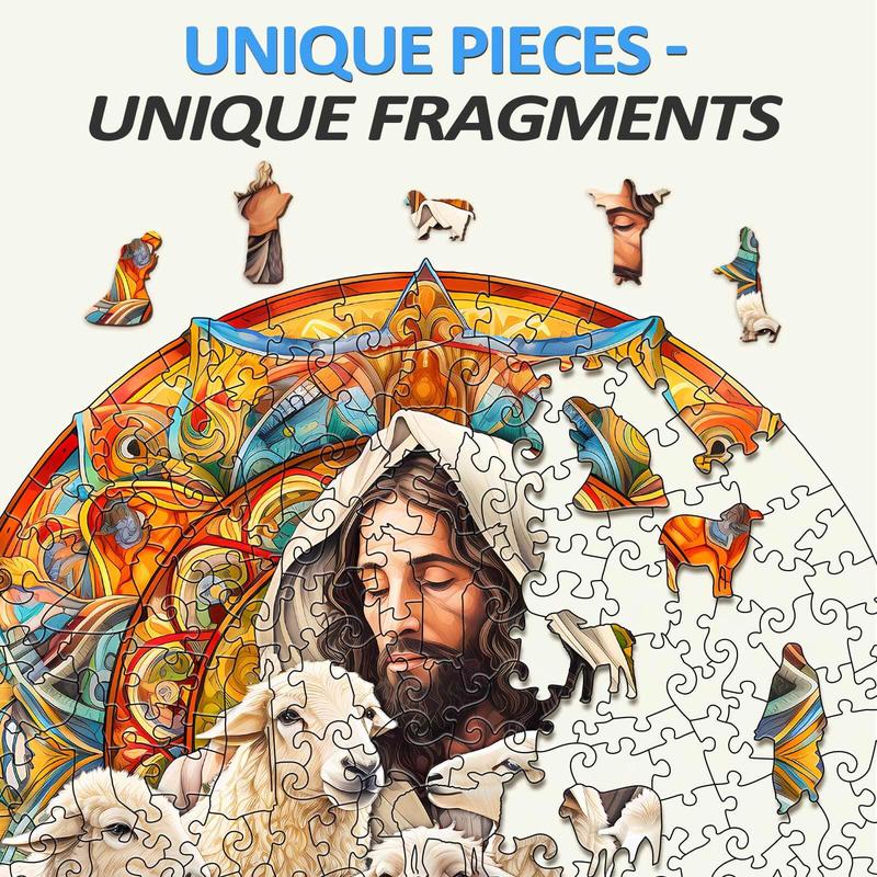 Jesus Shepherd Wooden Jigsaw Puzzle for Kids and Adults