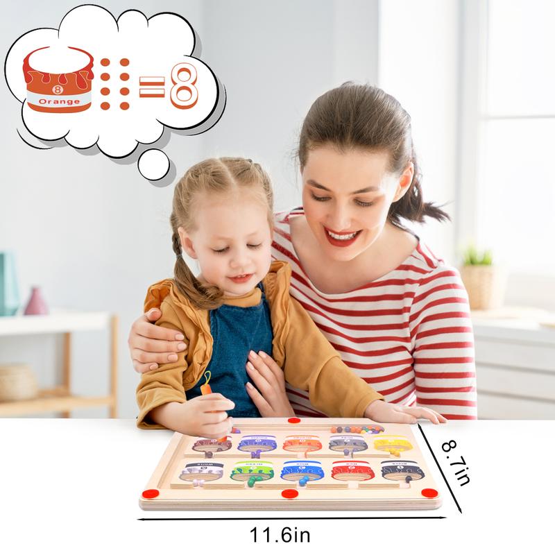 Magnetic Color and Number Maze, Montessori Toys for 3+ Year Old, Educational Learning Color Matching Counting Wooden Puzzle Activity Board Kids Toys Gift for Toddlers Boys Girls Preschoolers magnetic boardgames