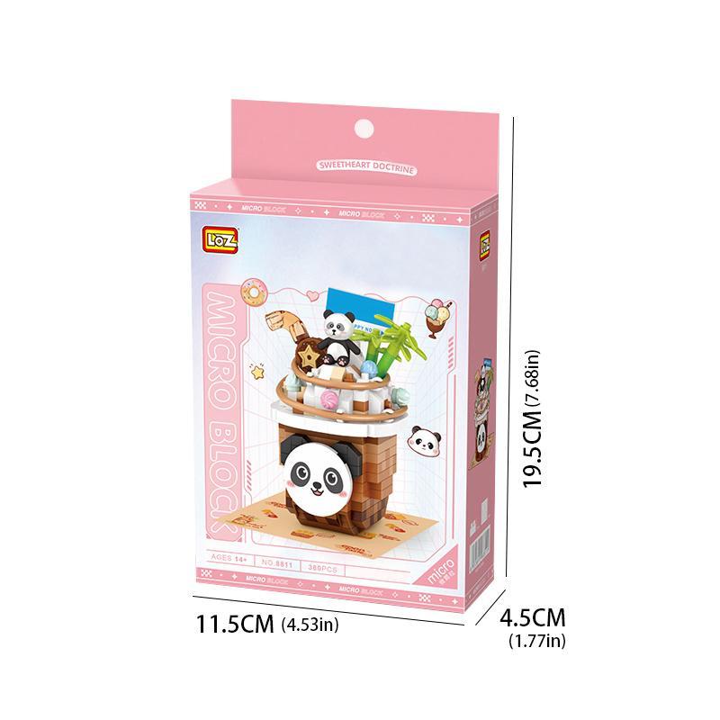 380pcs set Cartoon Panda Design Building Blocks, Creative Educational Toy Bricks, Improve Hands-on Ability Plaything For Kids Gift