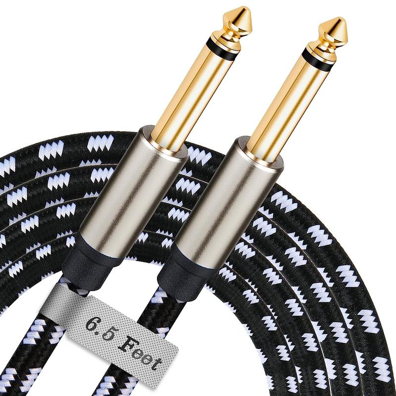 Stereo Audio Cable, Nylon Braided Instrument Cable, Audio Guitar Male Jack Instrument Lead for Electric Guitar, Bass, Amplifier, Mixer, Keyboard, Speaker